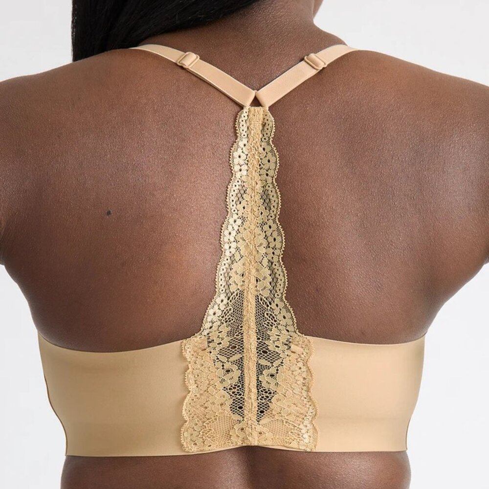 Knix lace racerback bra, warm sand, size M+ NWT